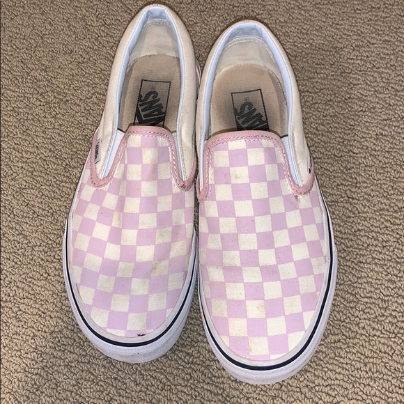 checkered vans light pink